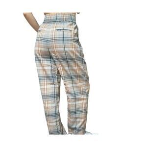 Urban Outfitters Plaid Tailored Pants | Neutral Check Wide Leg Trousers | Size S